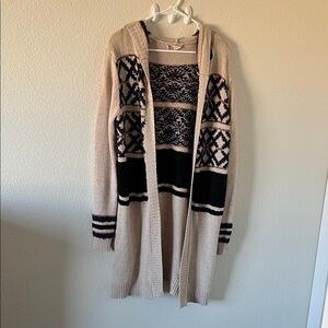 Beige and Black Women's Cardigan